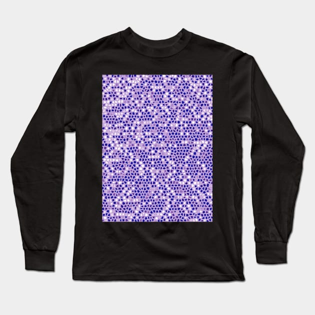 Purple White Abstraction Stain Glass Grid Art Long Sleeve T-Shirt by Neil Feigeles